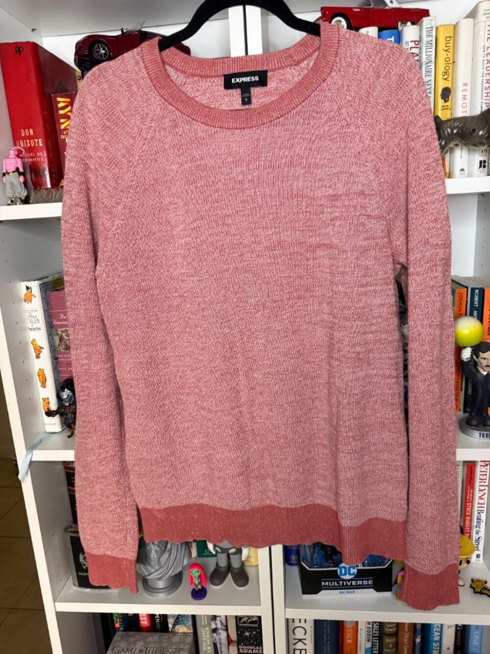 Express Red Pullover Sweater Round Neck Long Sleeve Size Large